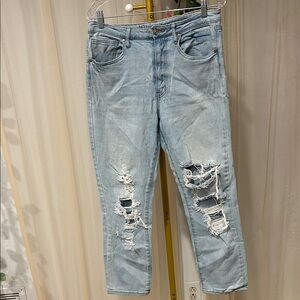No Boundaries Light Blue Distressed Straight Leg Jeans